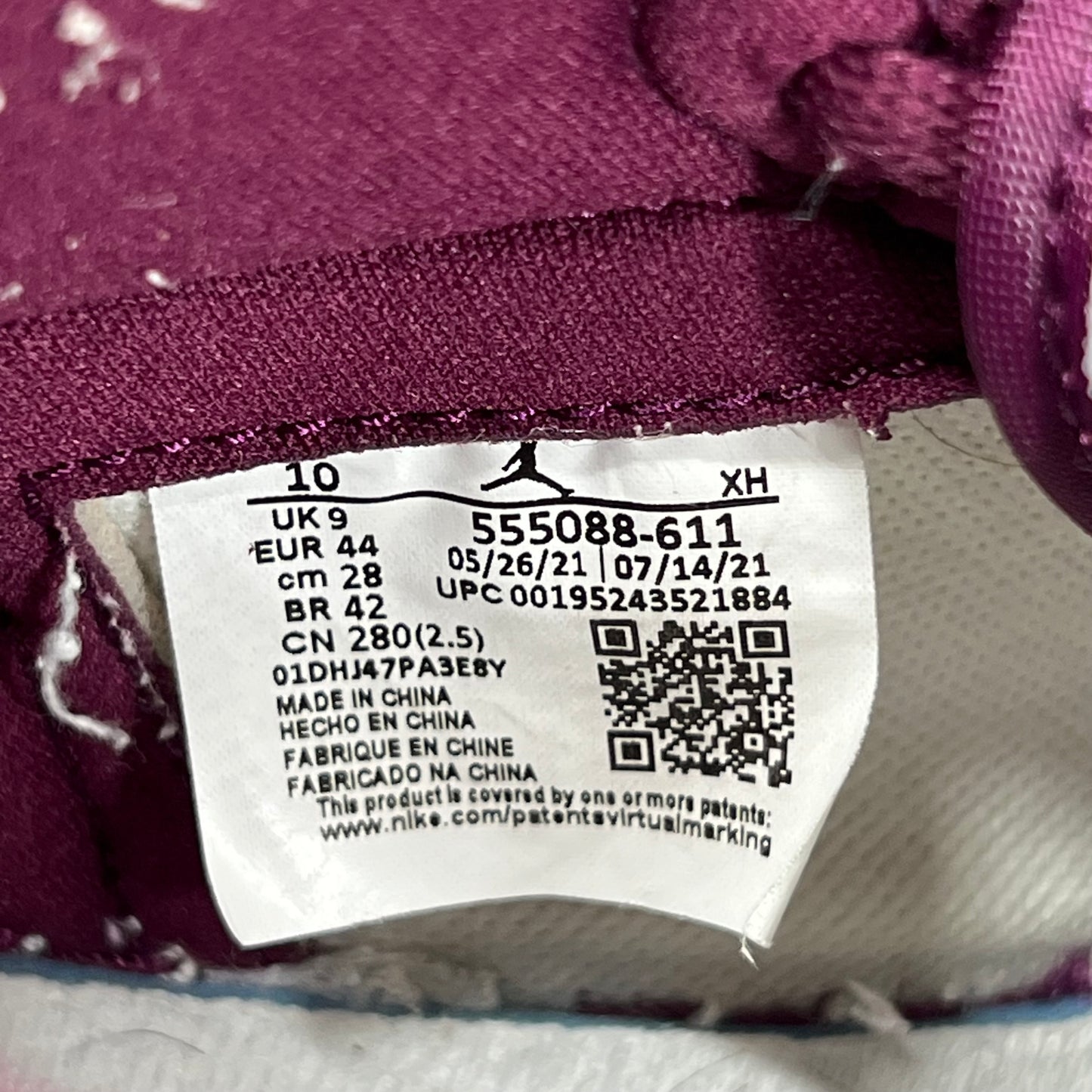Jordan 1 bordeaux UK 9