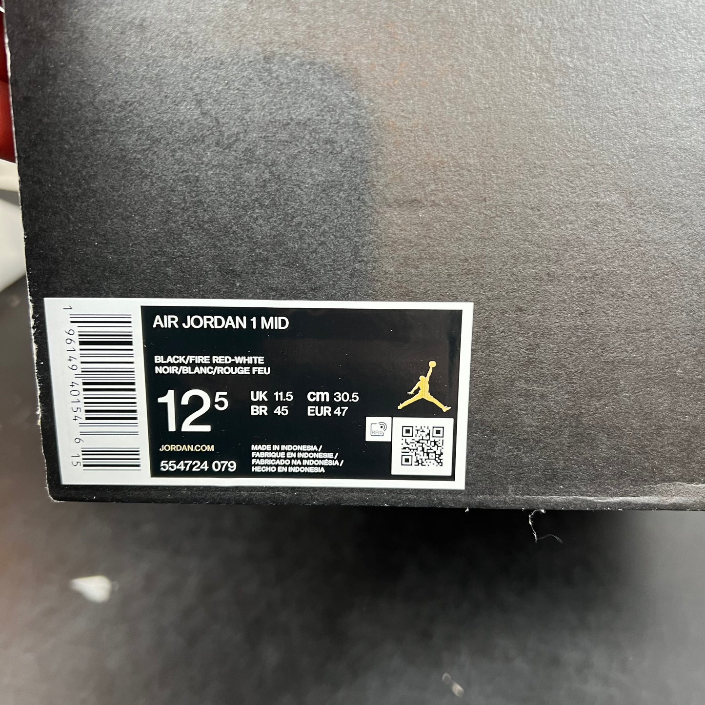 Jordan 1 Mid Bred Toe DS UK11.5